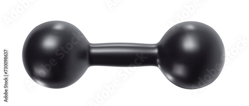 Black single dumbbell in bright cartoon 3d style. Cute modern minimal vector illustration.