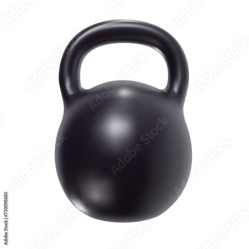 Heavy black kettlebell in bright cartoon 3d style. Cute modern minimal vector illustration.