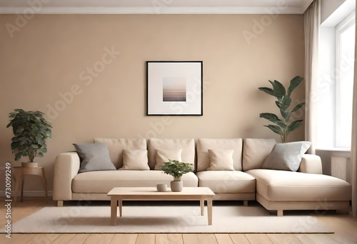 living room interior background is beige.