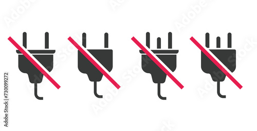 No plug power icon vector graphic simple pictogram label, unplug prohibited restricted image clipart