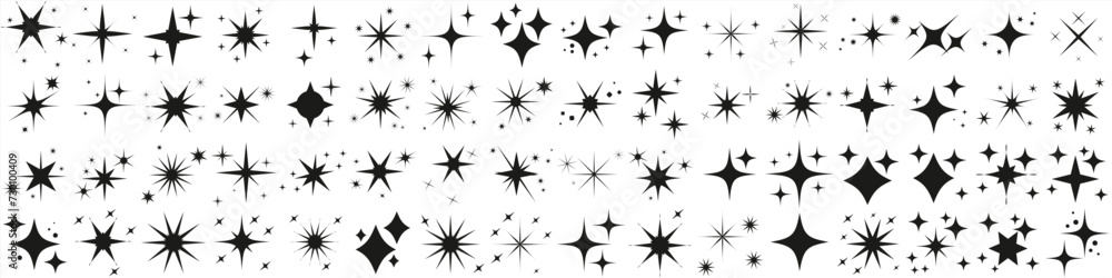 Twinkling stars. Sparkle star icons. Blink glitter and glowing icon. Stars sparkles vector