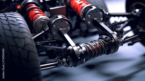 The suspension system absorbs shocks and maintains AI generative