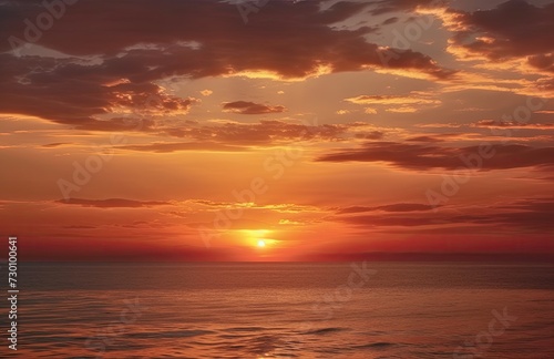 Sunrise or Sunset on the beach for backgrounds. Sea background in the sunset. © Riz