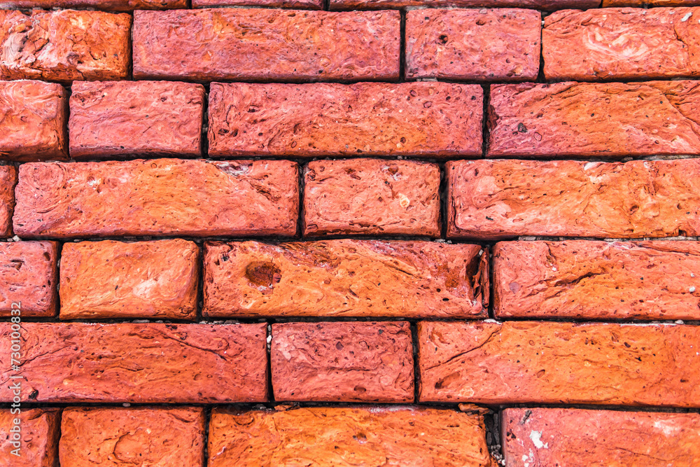 Obraz premium Red brick wall background. Close-up