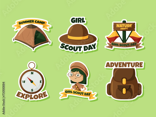 Cute Girl Scout Day Sticker Collection