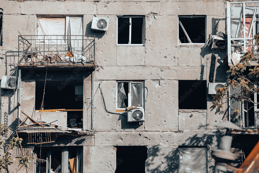 destroyed and burned houses in the city Russia Ukraine war destroyed and burned houses in the city Russia Ukraine war