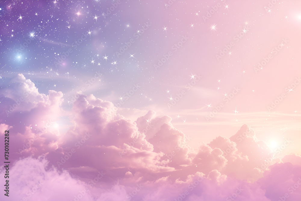 Pink clouds in the sky stage fluffy cotton candy dream fantasy soft background - obrazy, fototapety, plakaty 