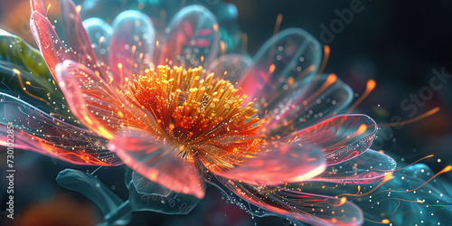 Techno-Flora A futuristic take on flowers, botanical art, a combination of nature and science.