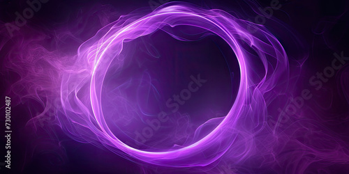 purple smoke in swirl frame on a dark background, circle purple glowing , spooky,l Halloween , scary banner poster template desihnd