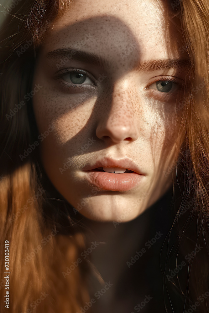 pretty redhead woman with blue eyes, ai generative pretty redhead woman with blue eyes, ai generative