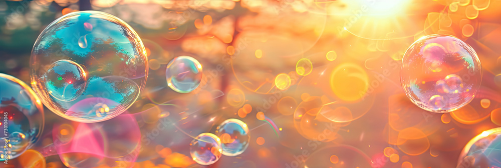bubbles in the sky with sunlight shining at sunset bubbles in the sky with sunlight shining at sunset