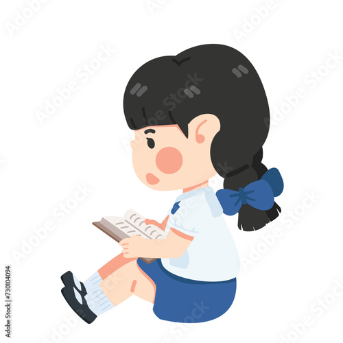 Kid Girl student reading book