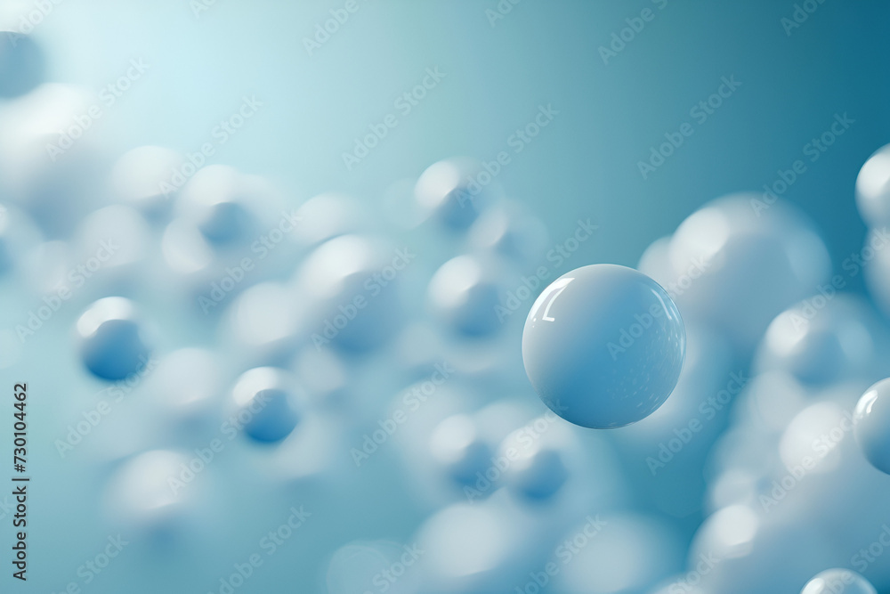 Serene Blue Bubble Wonderland: Calm, Dreamy Atmosphere with Reflective Bubbles