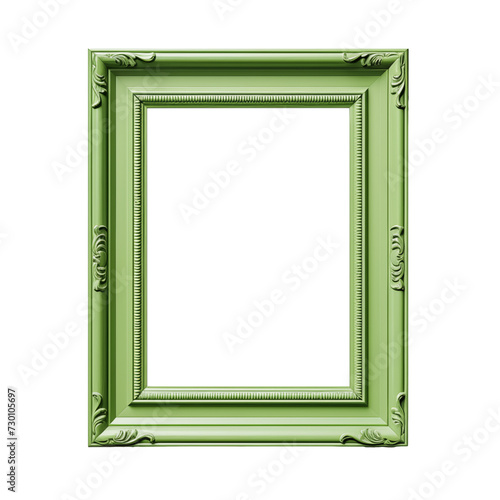 Green photo frame isolated on transparent.