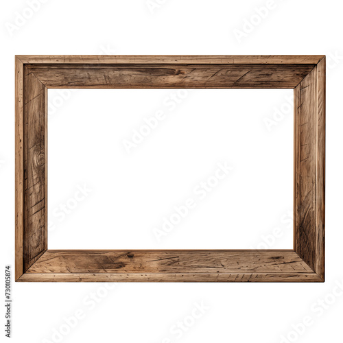 Wooden photo frame isolated on transparent.