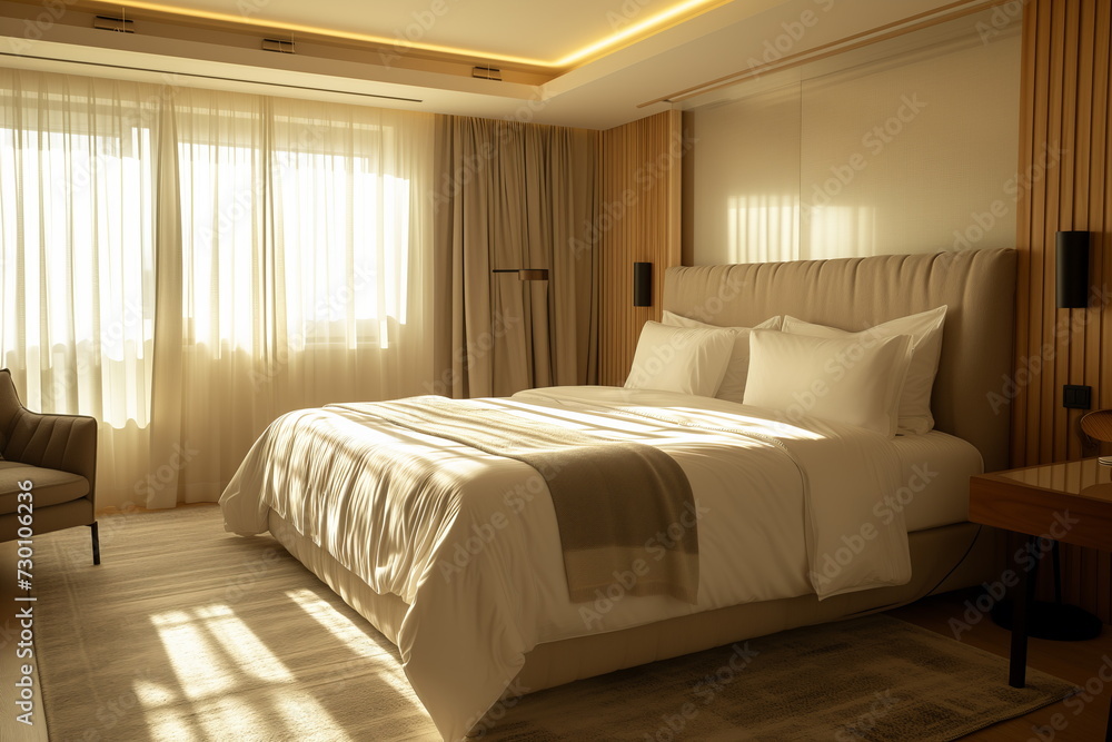 Minimal bedroom, House interior design backdrop, White modern bedroom, Simple design.