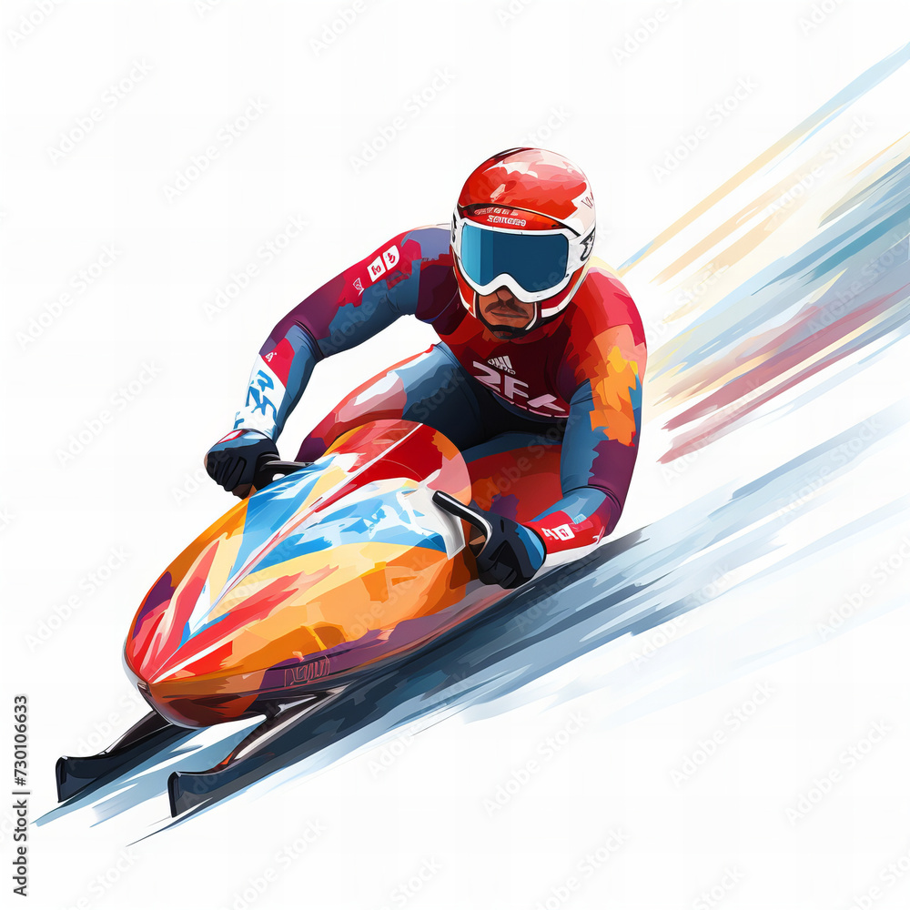 Dynamic Luge Athlete in Action Illustration - Winter Sports, Speed, and Competition Concept Art