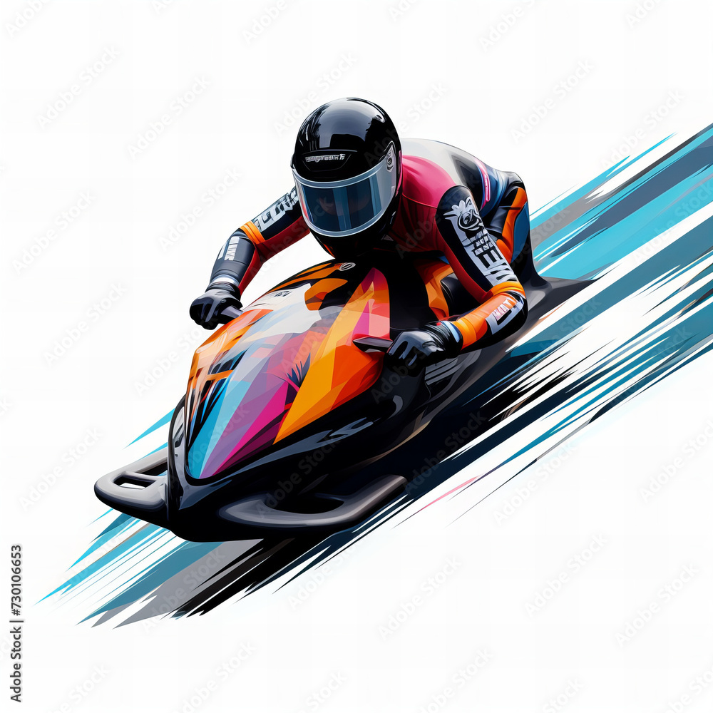 Dynamic Motorcycle Racer in Vibrant Abstract Style Illustration - Speed and Motion Concept Art for Posters and Backgrounds