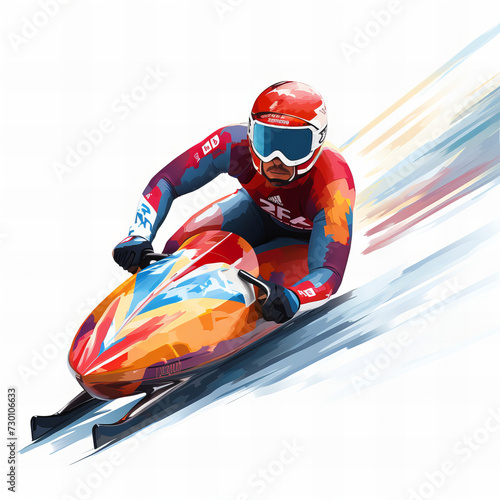 Dynamic Luge Athlete in Action Illustration - Winter Sports  Speed  and Competition Concept Art