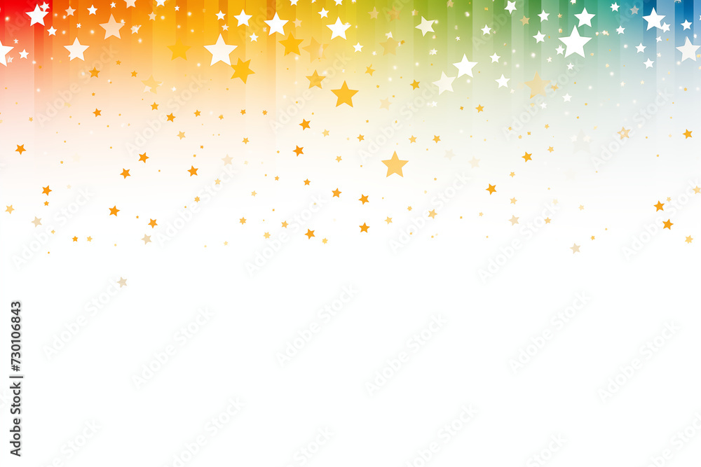Bright abstract rainbow background with stars. Backdrop, poster, advertising banner, design