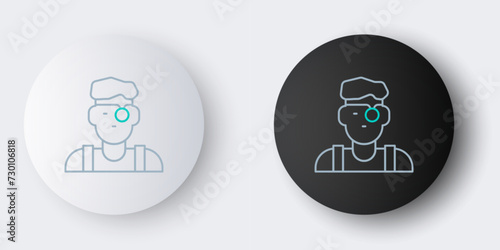 Line Jeweler man icon isolated on grey background. Colorful outline concept. Vector