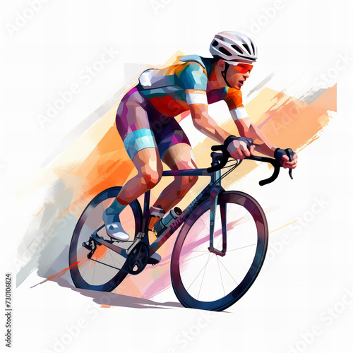 Dynamic Cyclist in Action: Vibrant Digital Art Illustration for Sports and Fitness Concepts