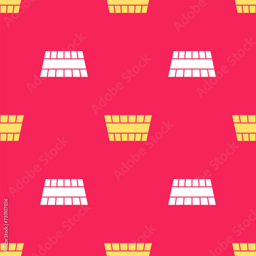 Yellow Sauna bucket icon isolated seamless pattern on red background. Vector