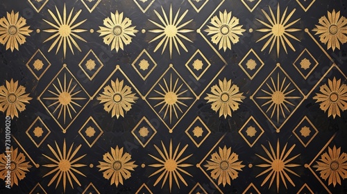 Pattern set Against a Dark Background - Likely Navy and Black - Pattern consists of Diagonal Golden Lines that Intersect to Form Diamond Shapes across the Canvas created with Generative AI Technology
