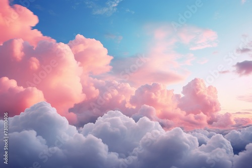 Serene Sunset: Captivating Shades of Pink Clouds Over a Blue Sky in Nature's Gradient