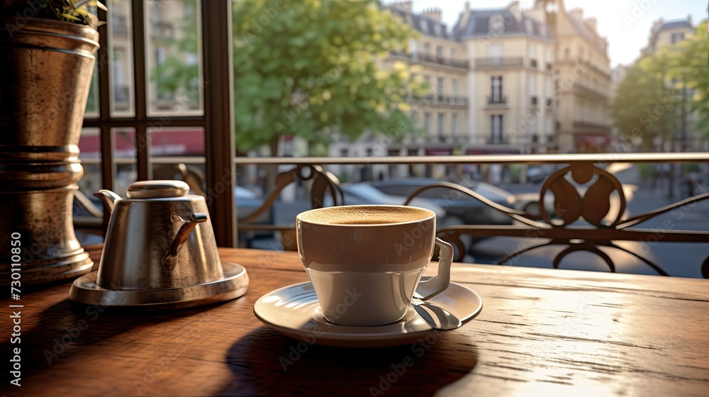 Obraz premium cup of coffee on the terrace