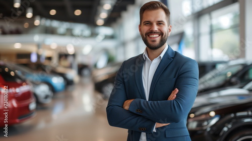 Handsome car salesman in dealership centre © YauheniyaA