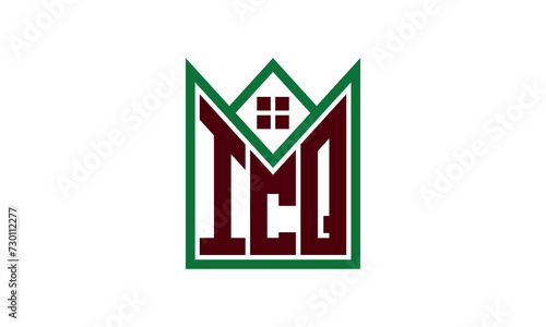 ICQ initial letter real estate builders logo design vector. construction ,housing, home marker, property, building, apartment, flat, compartment, business, corporate, house rent, rental, commercial