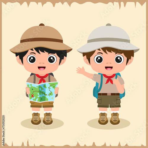 Illustration of two Cute boy scout