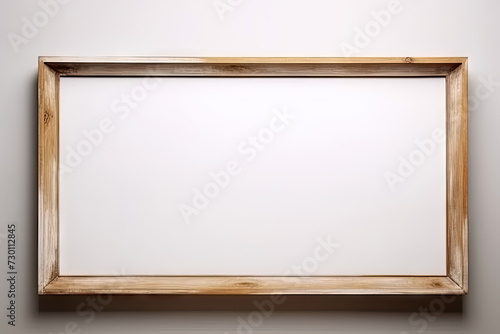 empty wood picture frame isolated on white background