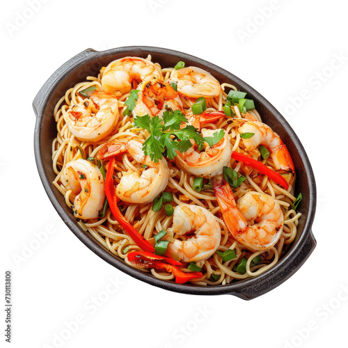 Fried rice with shrimp. Isolated on Transparent background