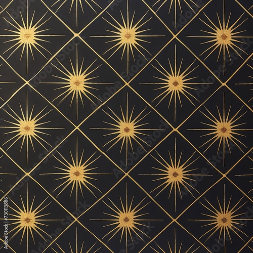 Pattern set Against a Dark Background - Likely Navy and Black - Pattern consists of Diagonal Golden Lines that Intersect to Form Diamond Shapes across the Canvas created with Generative AI Technology