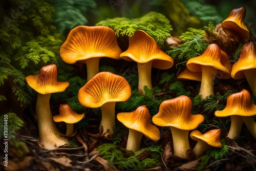 mushroom growing beside the lakes and valleys in different species with different color abstract mushroom background 