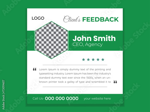 Client Testimonial Or Feedback Social Media Post Design Template 