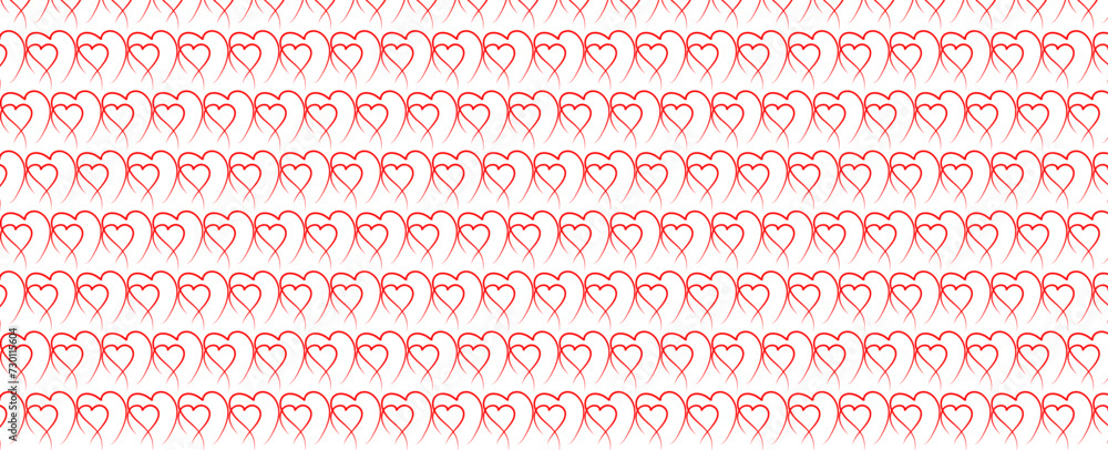 Abstract seamless pattern with red stylized hearts on pink background. Endless background. Minimal design for Valentine's day or wedding. banner, cover, flyer, poster, brochure. Vector illustration Abstract seamless pattern with red stylized hearts on pink background. Endless background. Minimal design for Valentine's day or wedding. banner, cover, flyer, poster, brochure. Vector illustration