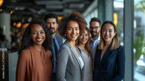Group Of Business People In a corporate Office, Successful team diverse team Stand Folded Hands, Professional Staff Happy Smiling, diversity at workplace, african, asian, arab, multiracial emplyees