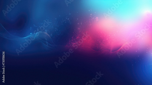 Abstract blue and pink background with glowing lines and particles.