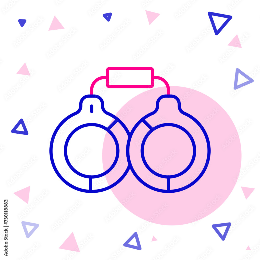 Line Handcuffs icon isolated on white background. Colorful outline concept. Vector Line Handcuffs icon isolated on white background. Colorful outline concept. Vector