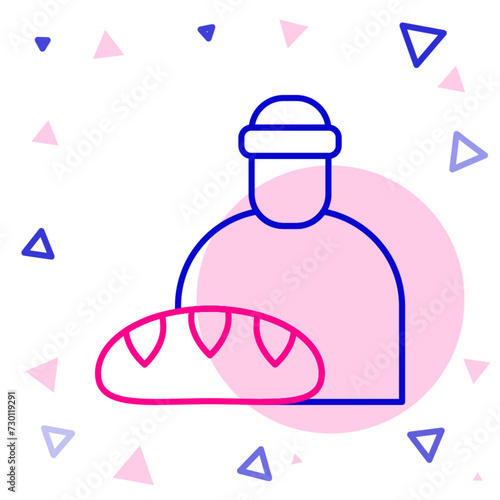 Line Feeding the homeless icon isolated on white background. Help and support. Giving food to the hungry concept. Colorful outline concept. Vector