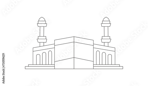 Holy Kaaba in Mecca Saudi Arabia, Vector illustration.