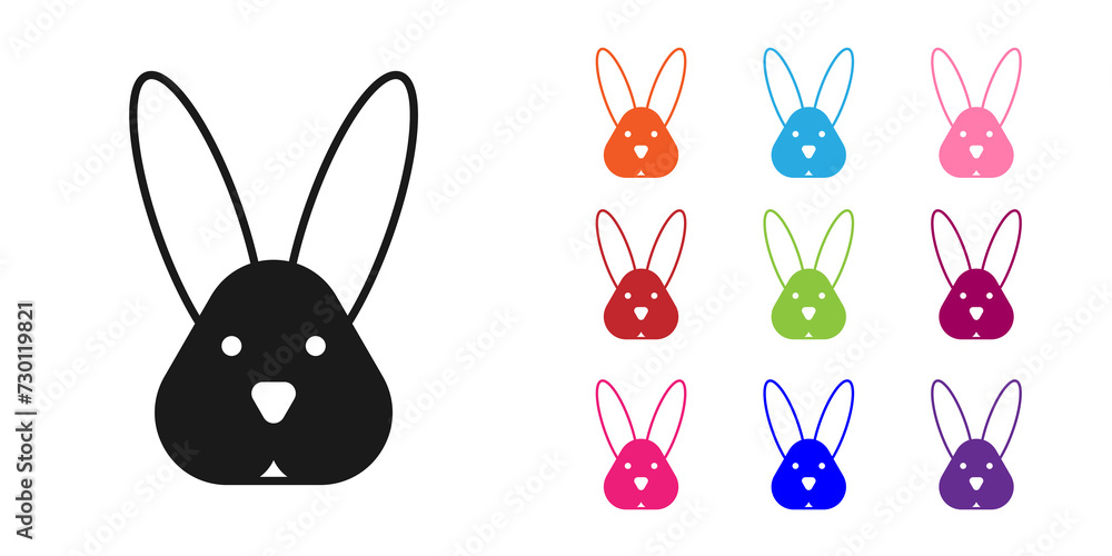 Black Animal cruelty free with rabbit icon isolated Black background. Set icons colorful. Vector Black Animal cruelty free with rabbit icon isolated Black background. Set icons colorful. Vector