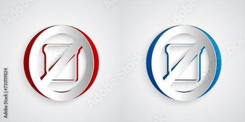 Paper cut Gluten free grain icon isolated Paper cut background. No wheat sign. Food intolerance symbols. Paper art style. Vector