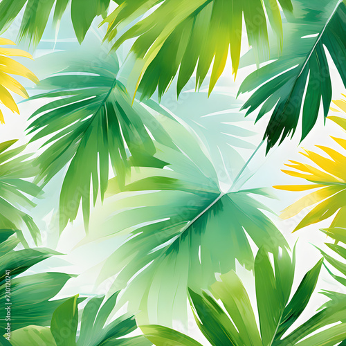 Background with palm leaves  tropic floral texture