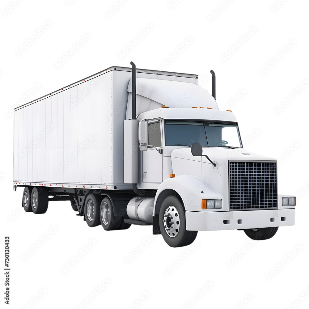 3D Rendering of a Heavy Truck on Transparent Background - Ai Generated