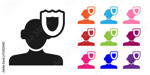 Black Psychology icon isolated on white background. Psi symbol. Mental health concept, psychoanalysis analysis and psychotherapy. Set icons colorful. Vector
