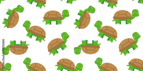 cute cartoon turtle seamless pattern print vector illustration